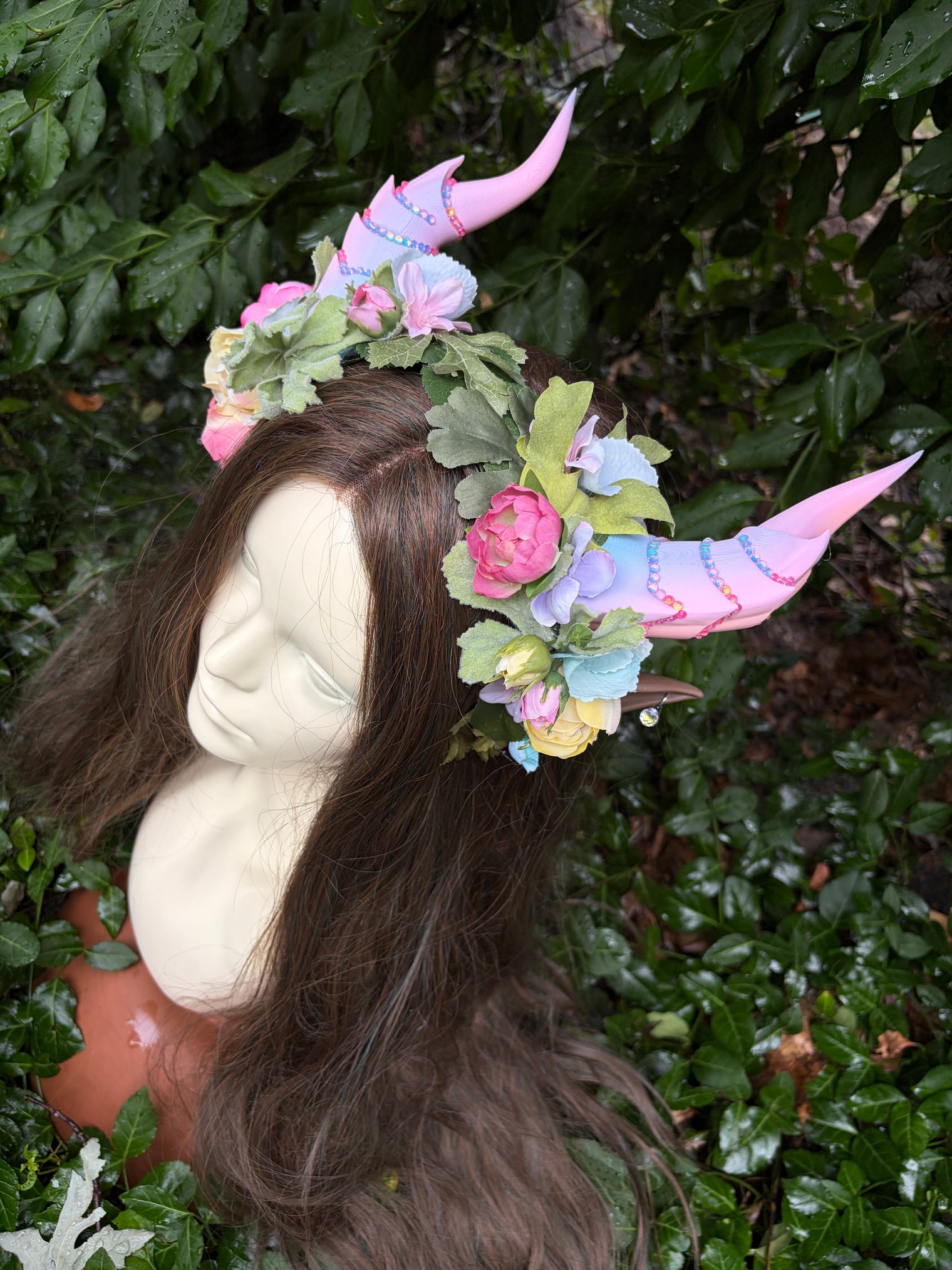 Pink candy color Headpiece with horns and ears