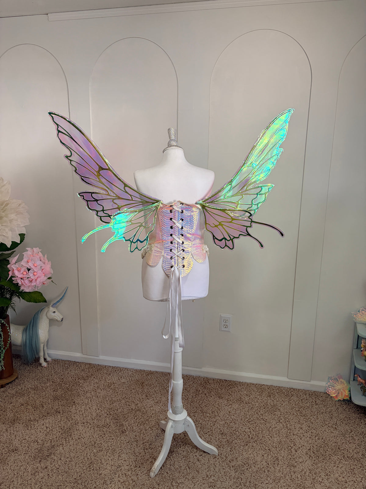 Green Large size Butterfly iridescent fairy wings
