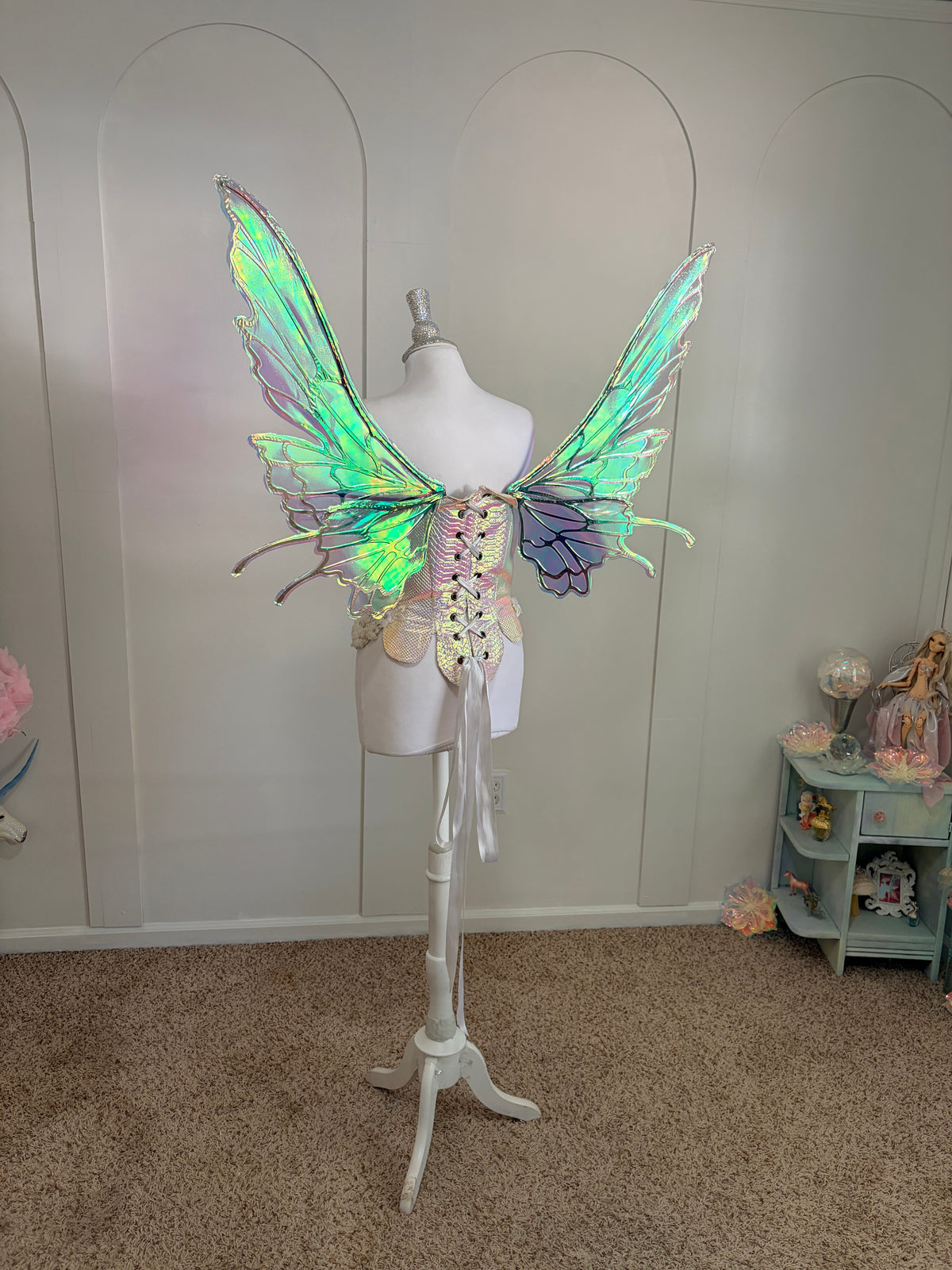 Celestial gold and Blue Large size Butterfly iridescent fairy wings