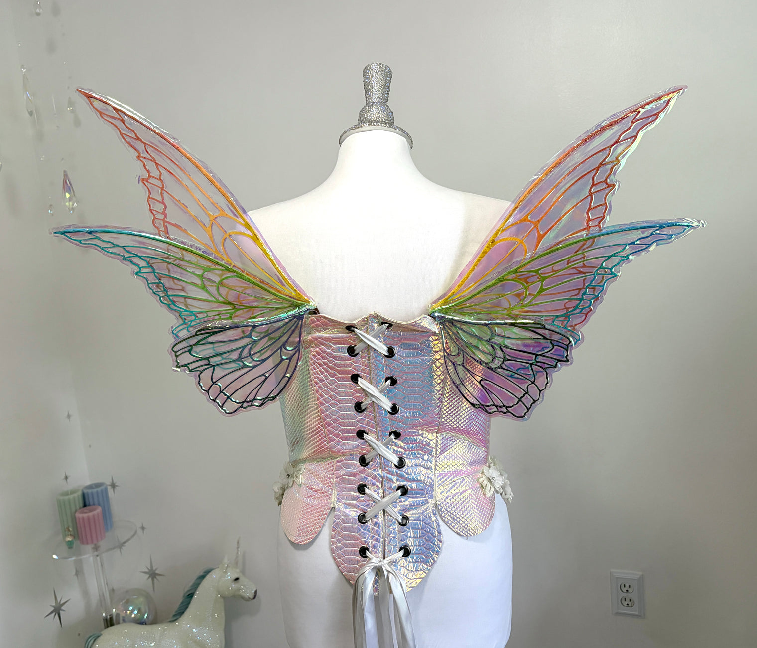 One of a kind rainbow Althea Butterfly iridescent fairy wings