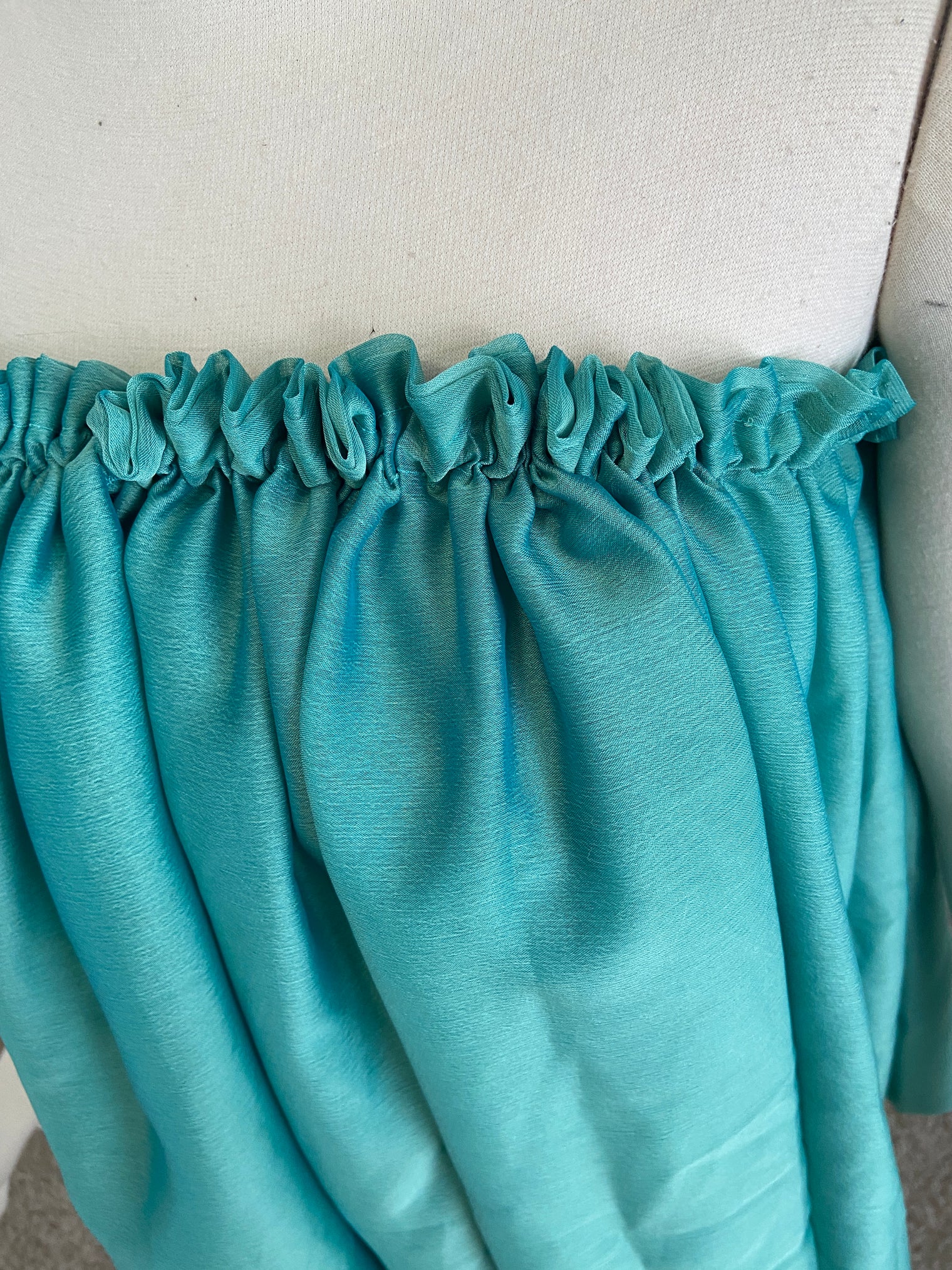 Sample Sale ~Aqua Silk Chiffon Iridescent bubble skirt