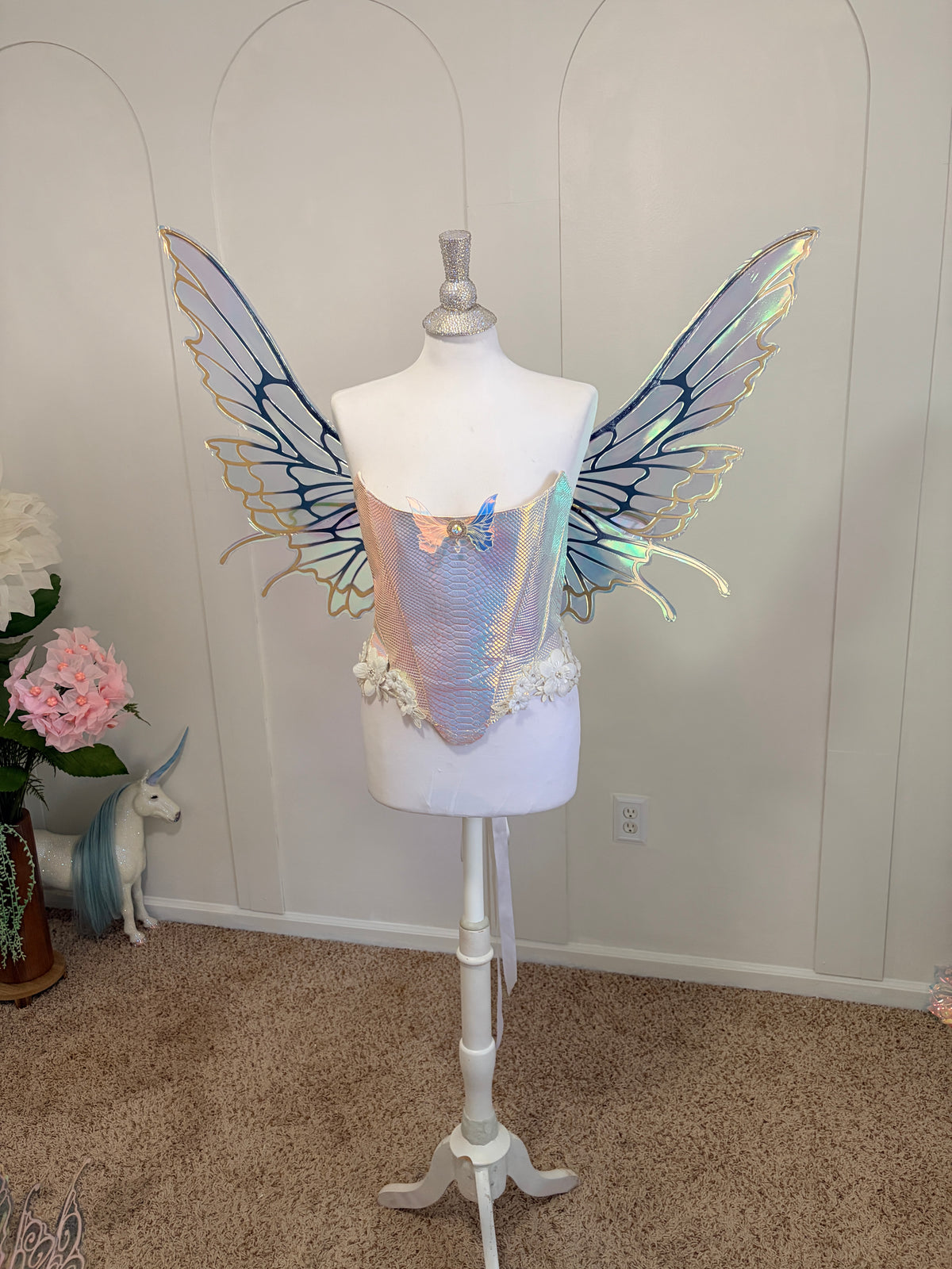 Celestial gold and Blue Large size Butterfly iridescent fairy wings