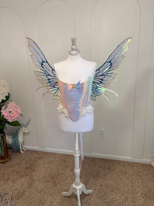 Celestial gold and Blue Large size Butterfly iridescent fairy wings