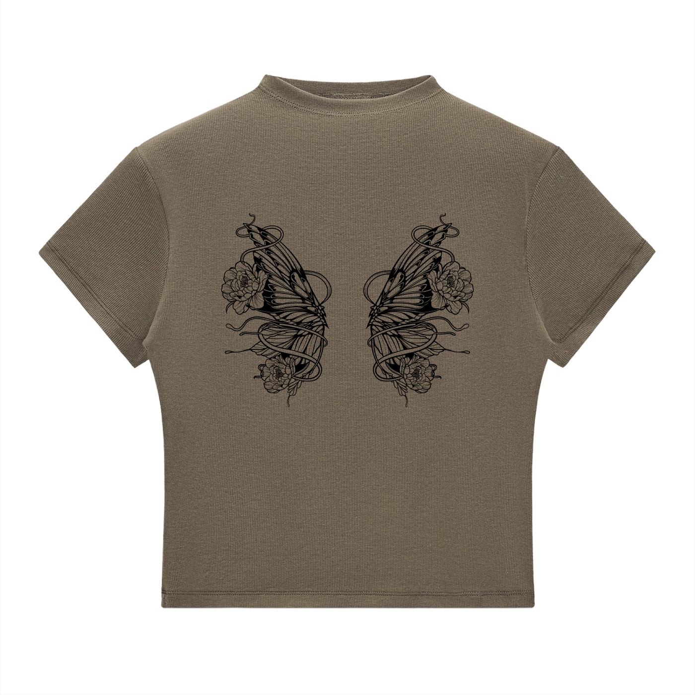 2026 HelloFaerie Mock Neck Ribbed Ribbon Top
