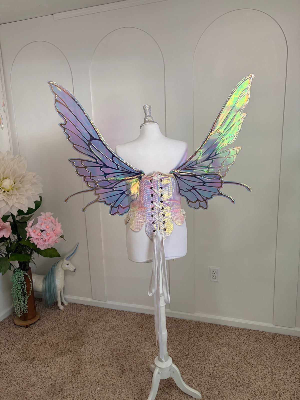 Celestial gold and Blue Large size Butterfly iridescent fairy wings