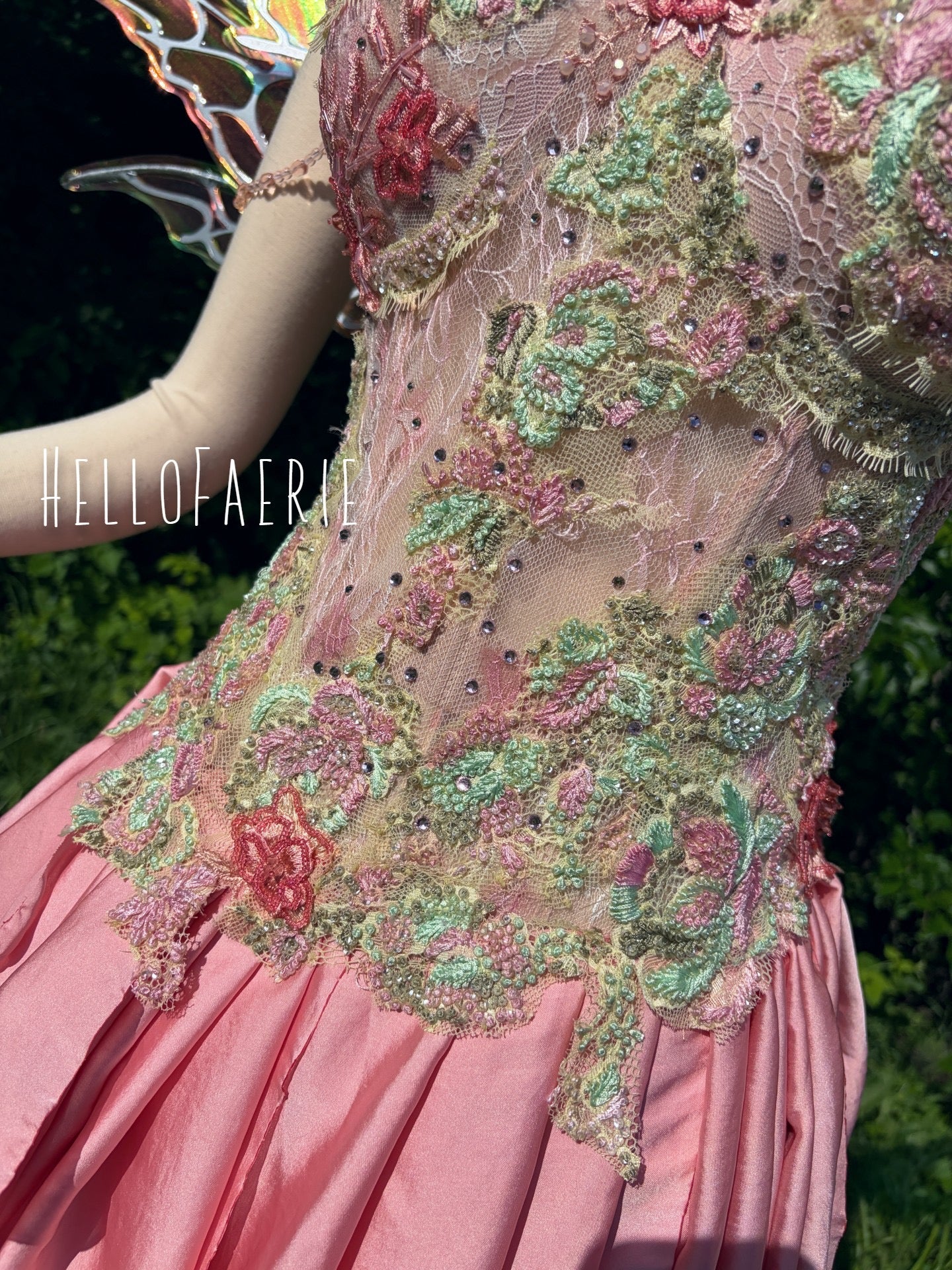 Sweet Pea hand dyed beaded Lace Fairy Gown AS IS