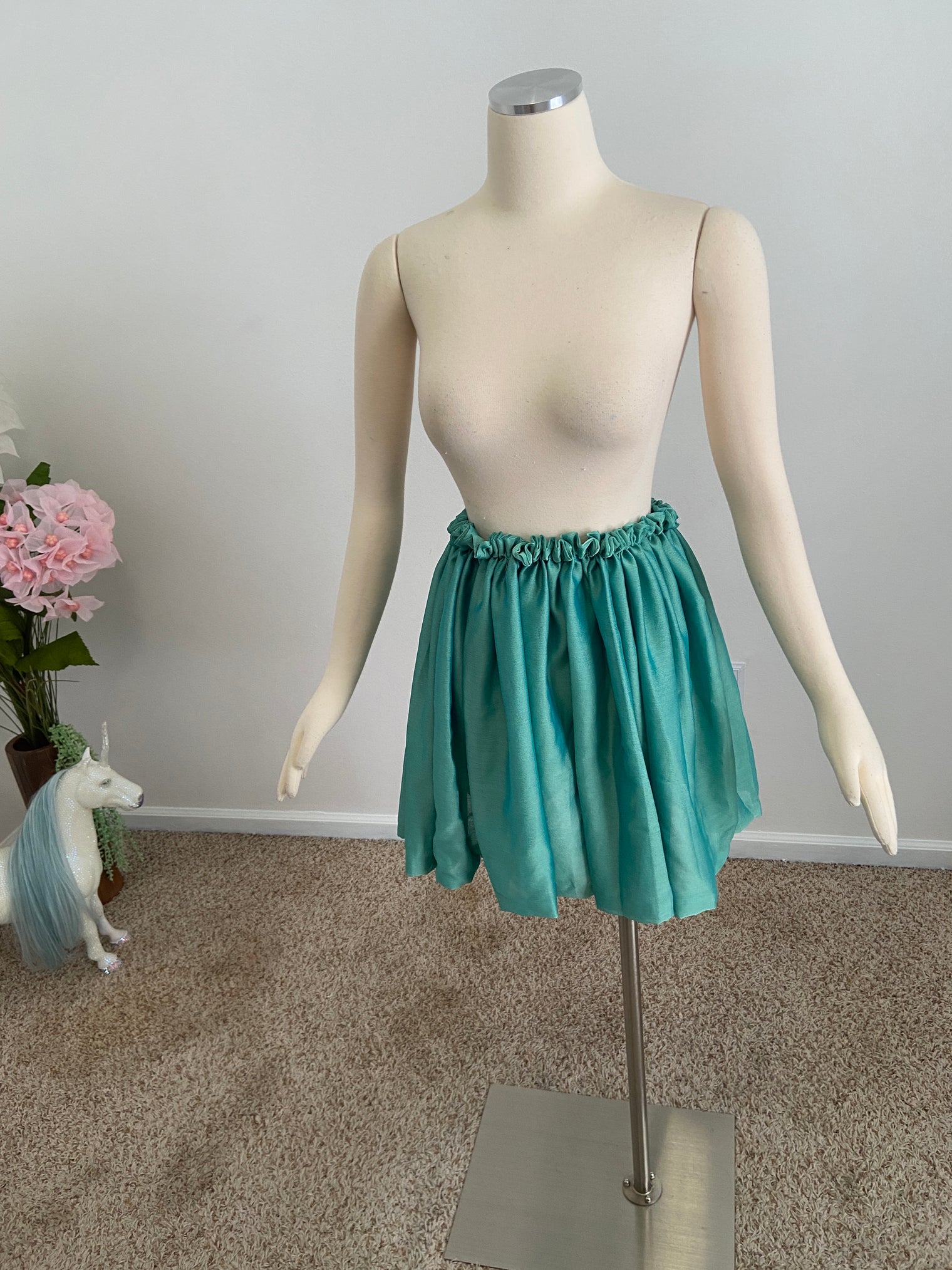 Sample Sale ~Aqua Silk Chiffon Iridescent bubble skirt