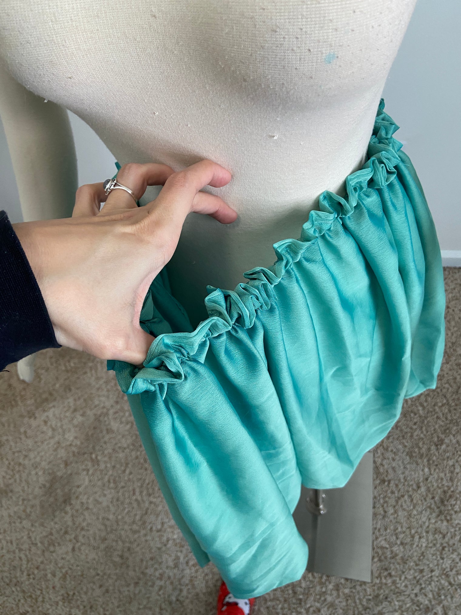 Sample Sale ~Aqua Silk Chiffon Iridescent bubble skirt