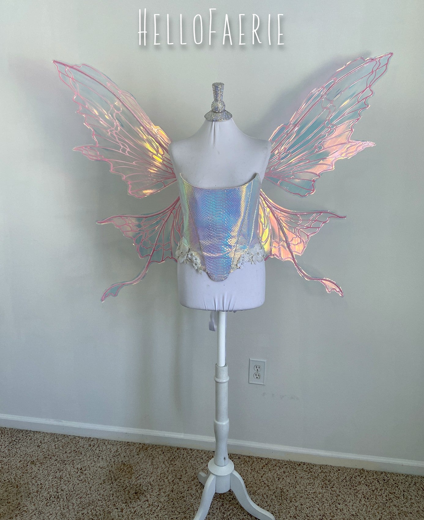 Monster size Pink Malibu Iridescent Fairy Wings