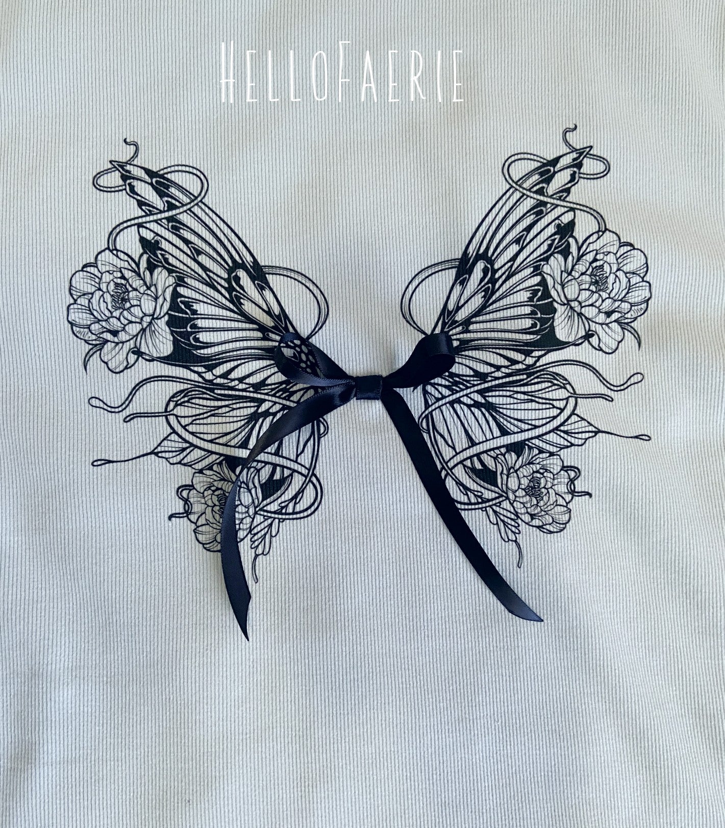 2026 HelloFaerie Mock Neck Ribbed Ribbon Top