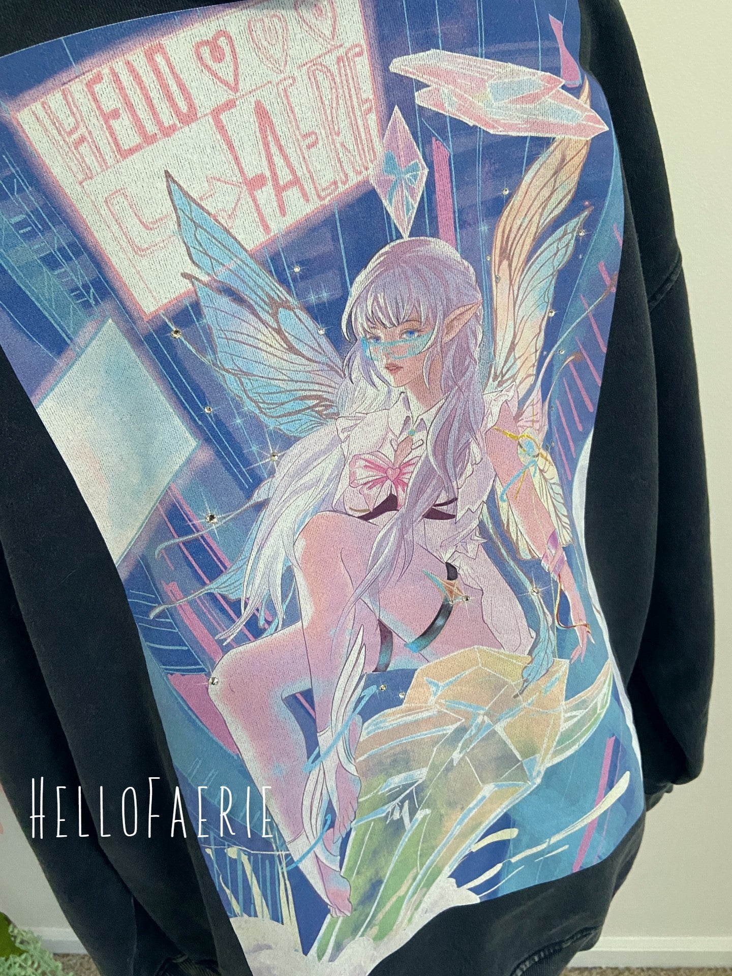 2026 HelloFaerie Oversized Hoodie Deluxe Rhinestone