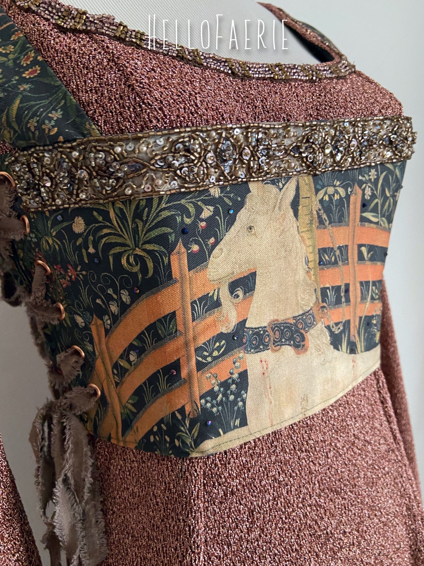 Unicorn Tapestry Cropped Embellished Bodice