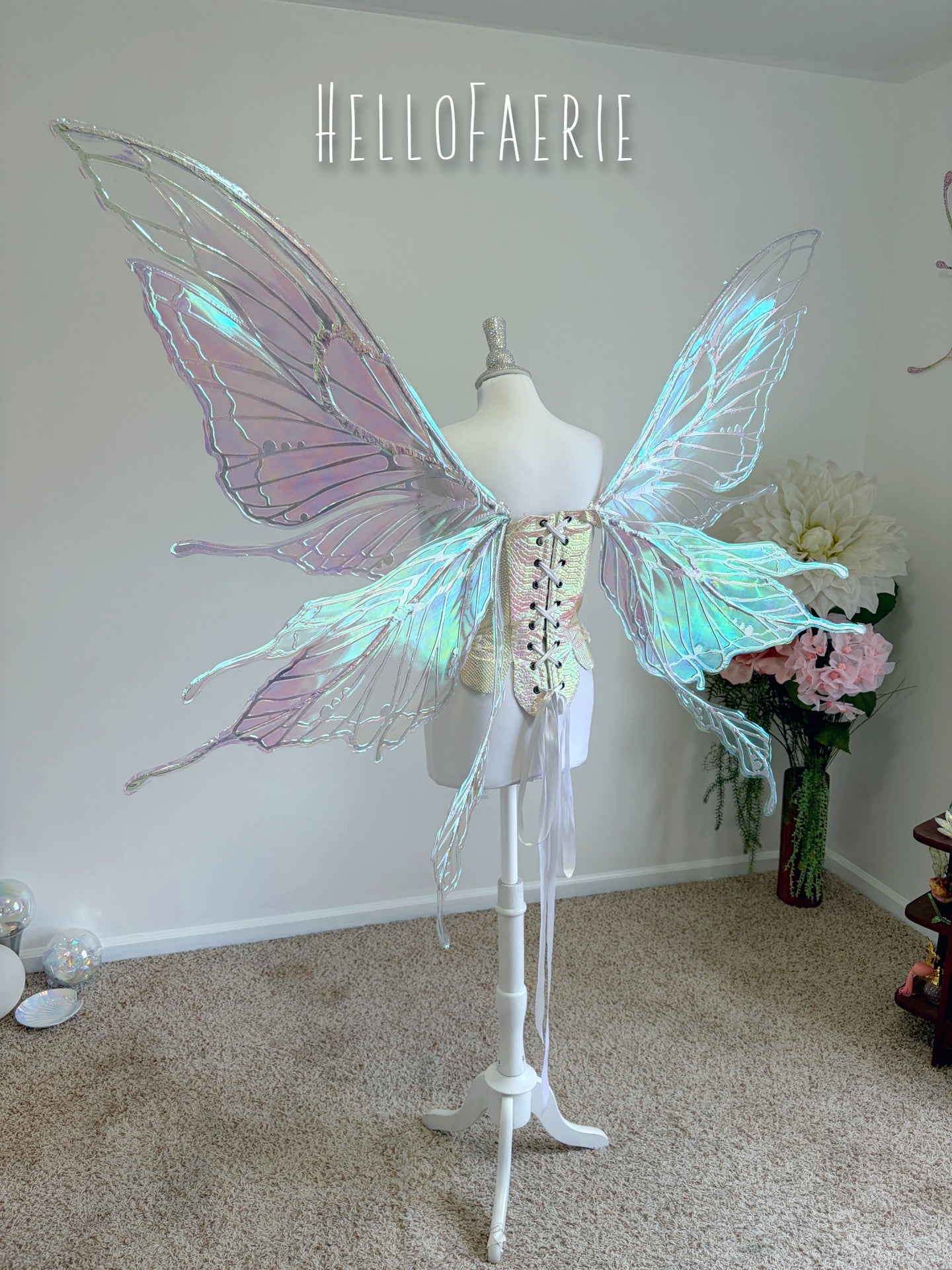 Silver Monster size Crystal Rhinestone Joy Iridescent Fairy Wings