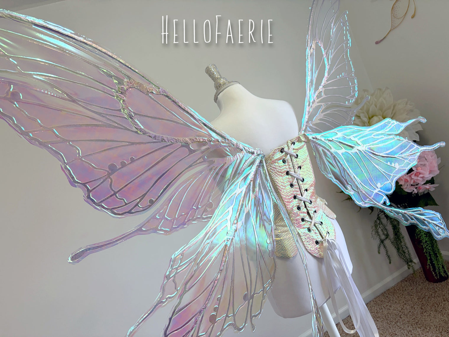 Silver Monster size Crystal Rhinestone Joy Iridescent Fairy Wings