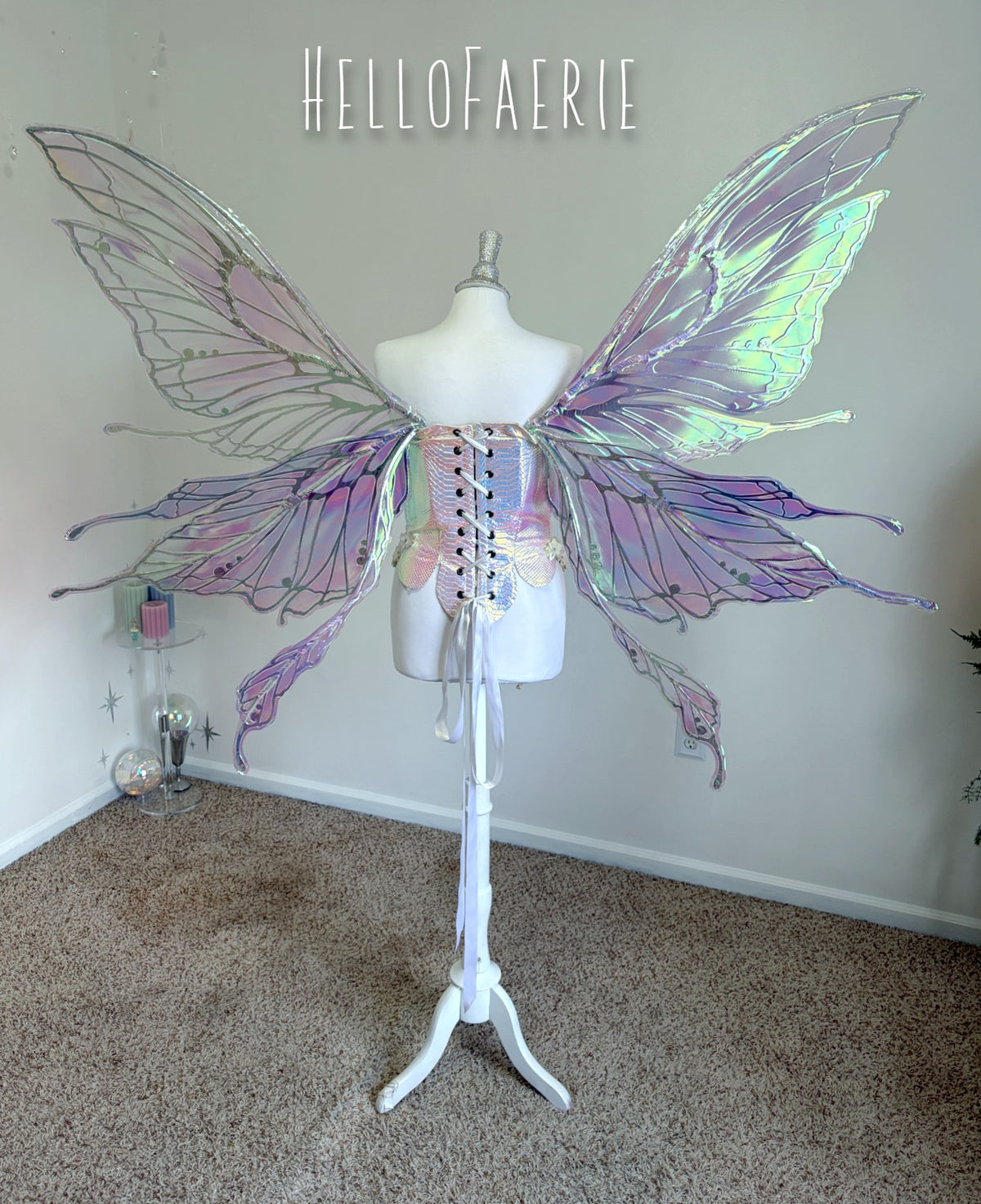 MTO Silver Monster size Crystal Rhinestone Joy Iridescent Fairy Wings