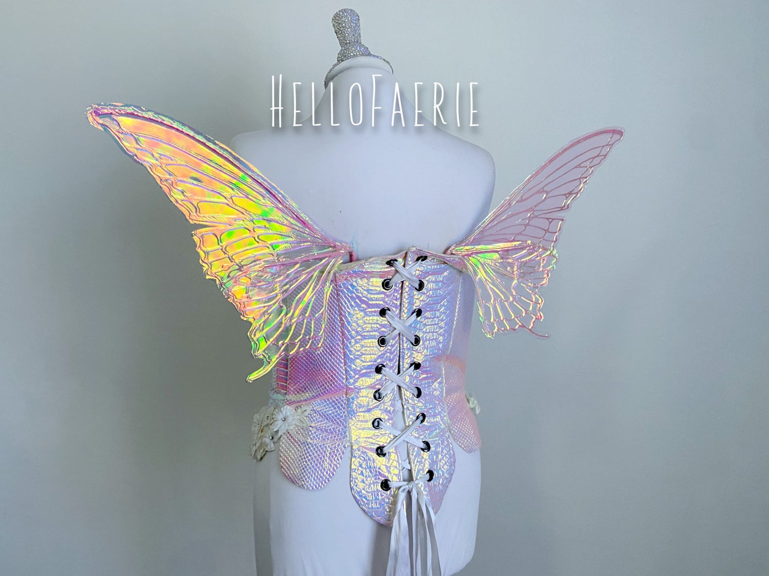 Small Pink Stella Butterfly iridescent fairy wings
