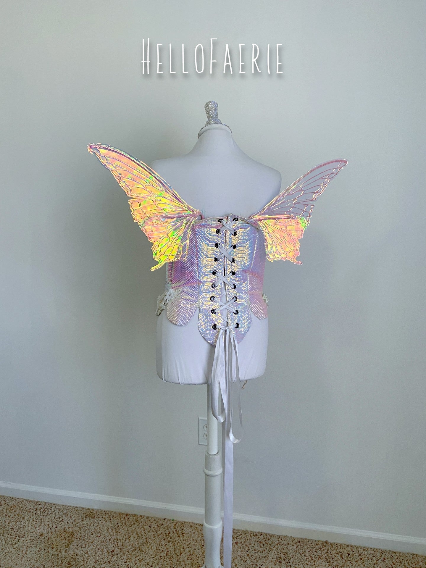 Small Pink Stella Butterfly iridescent fairy wings