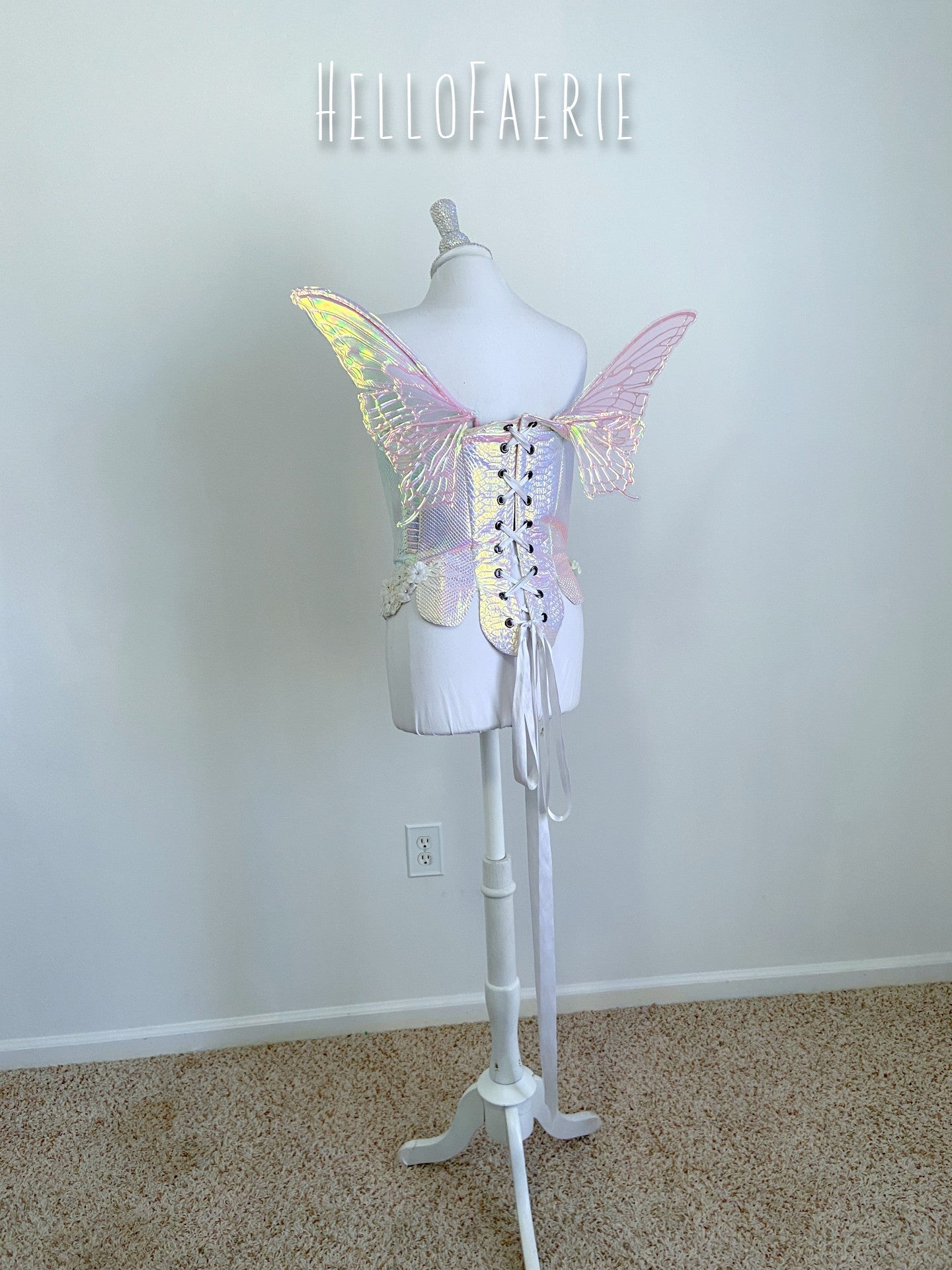 Small Pink Stella Butterfly iridescent fairy wings