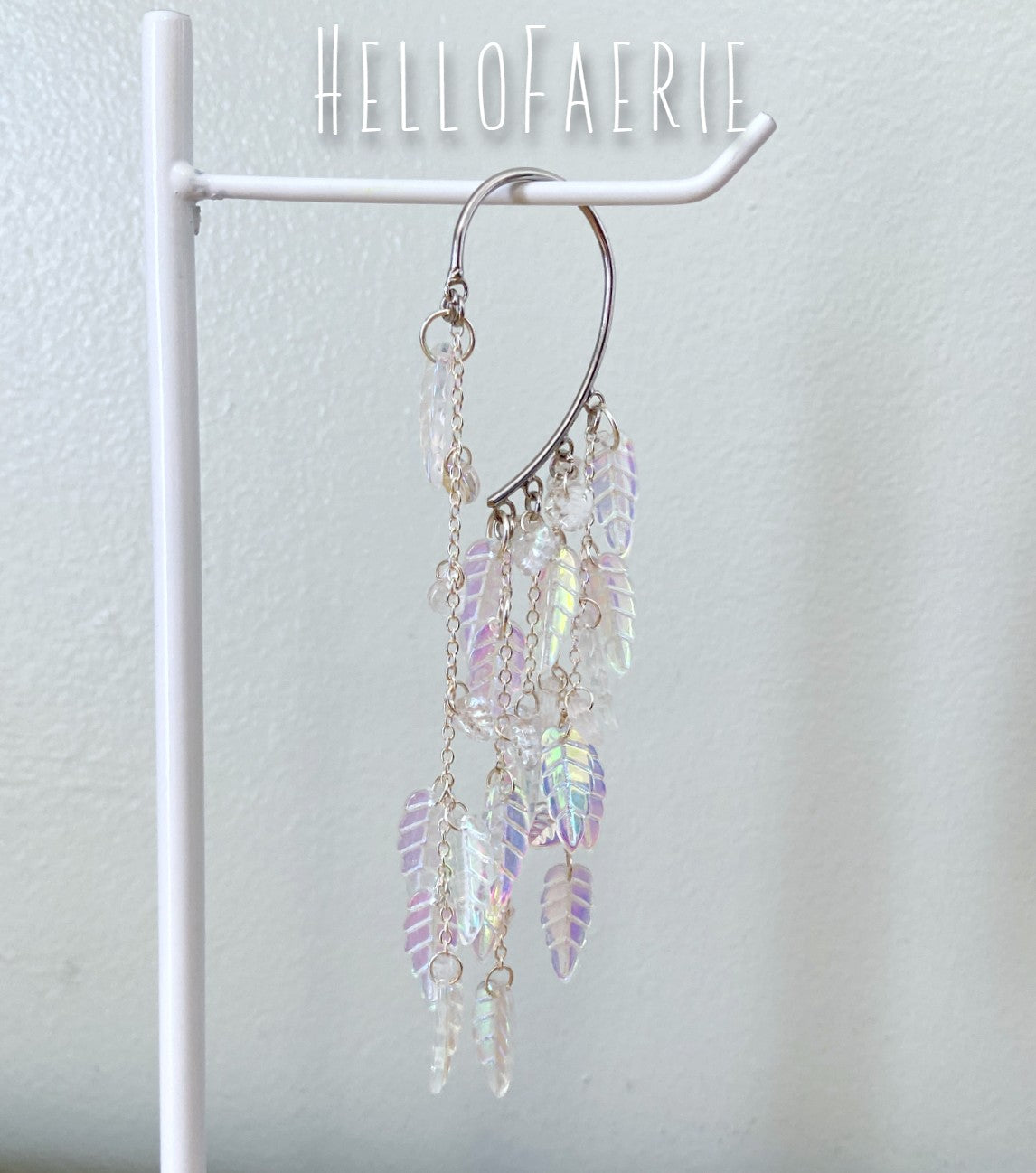 Fairy Ear Cuff With AB glass leaves