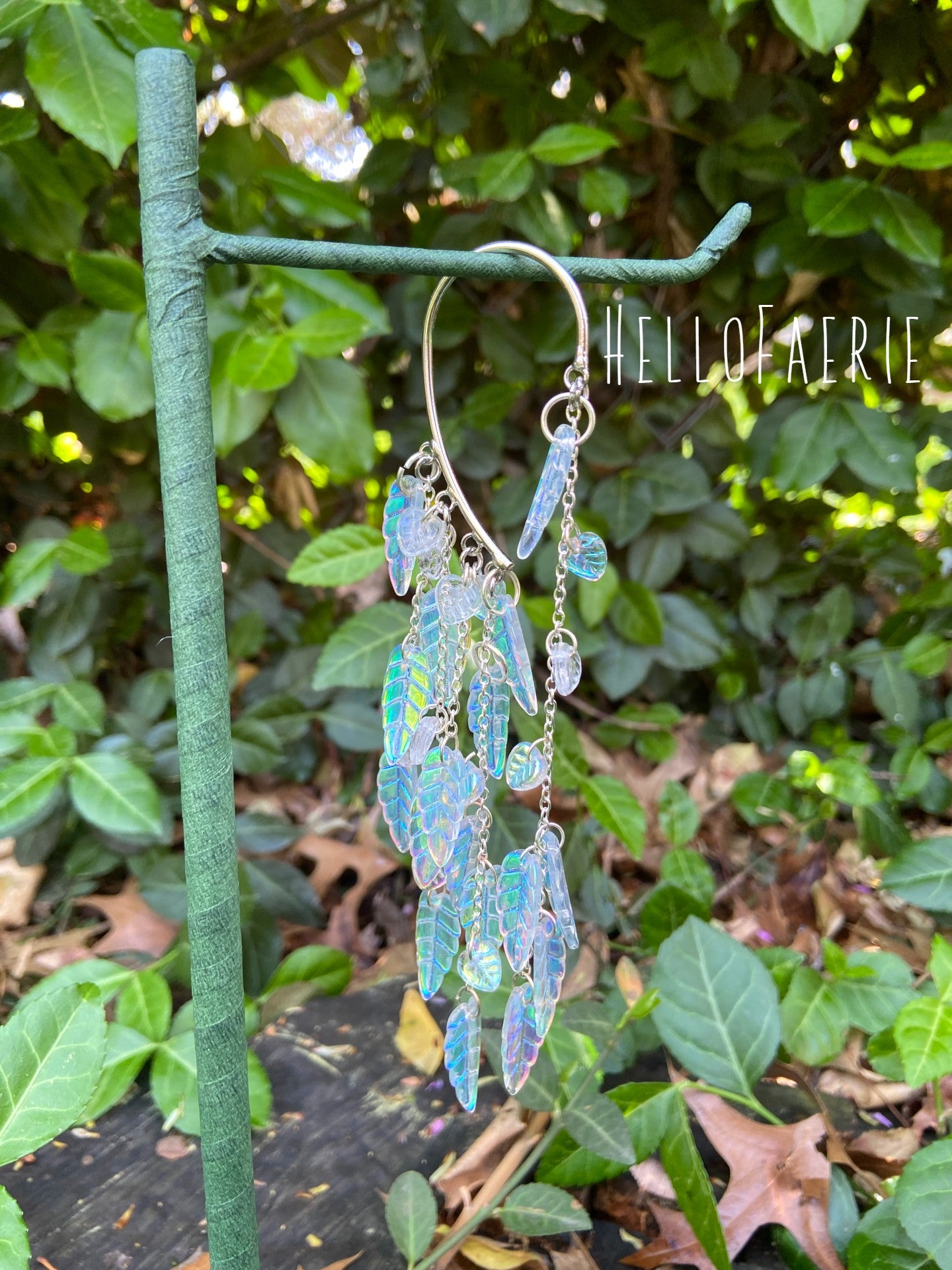 Fairy Ear Cuff With AB glass leaves
