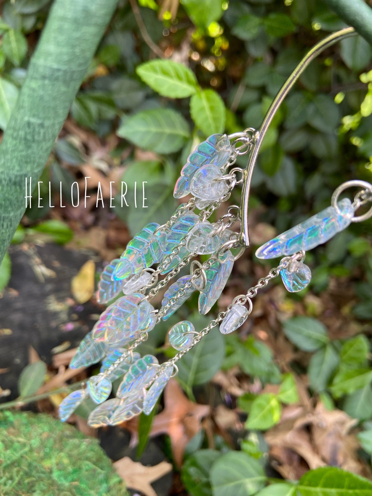 Fairy Ear Cuff With AB glass leaves