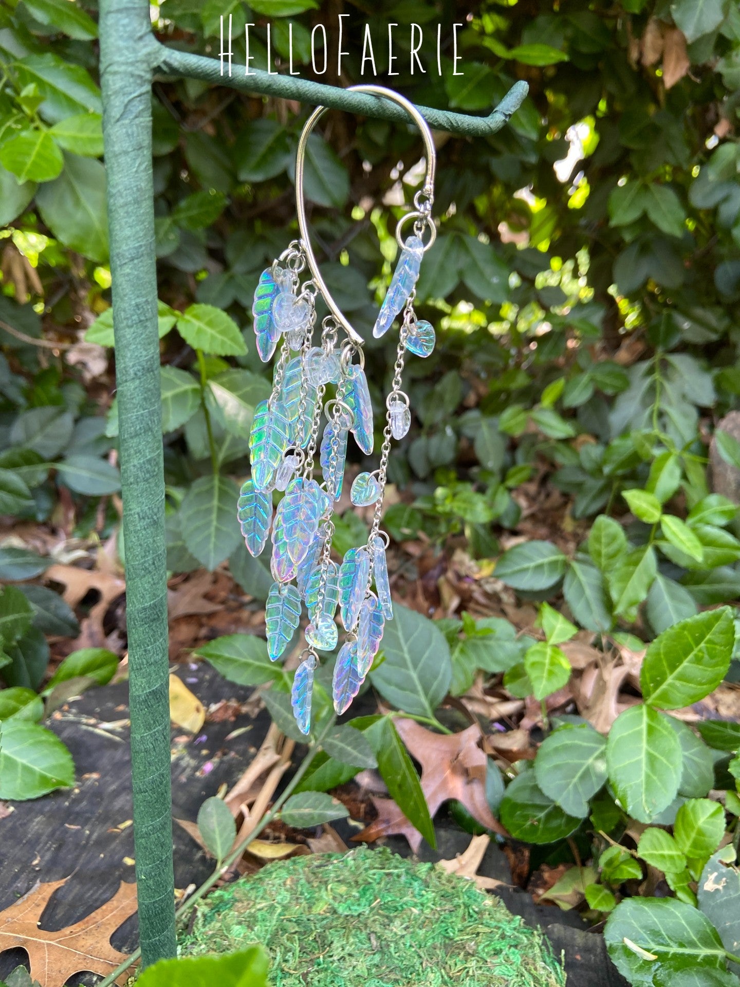 Fairy Ear Cuff With AB glass leaves