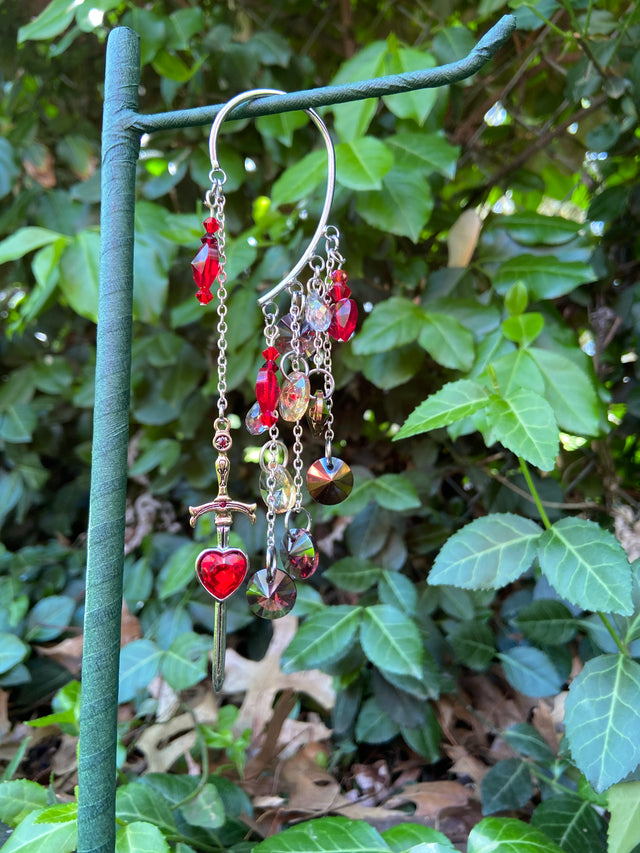 Sword and Heart Crystal ear cuff
