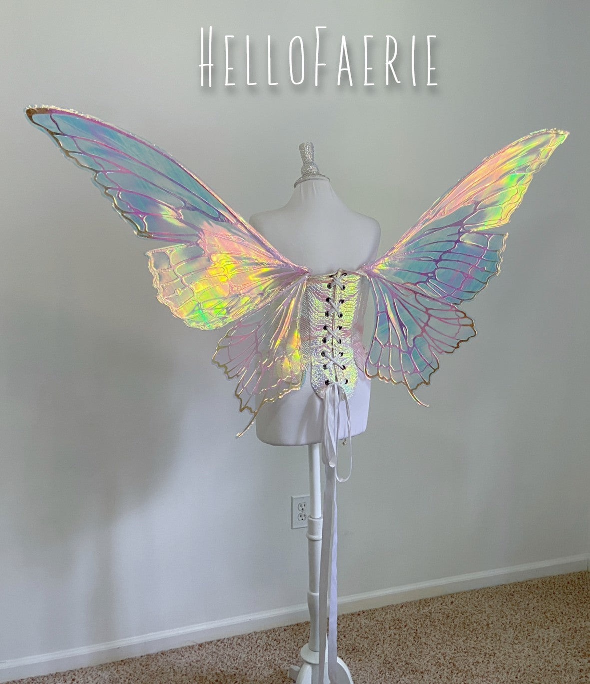 Giant Pink and Gold Stella Iridescent Fairy Wings