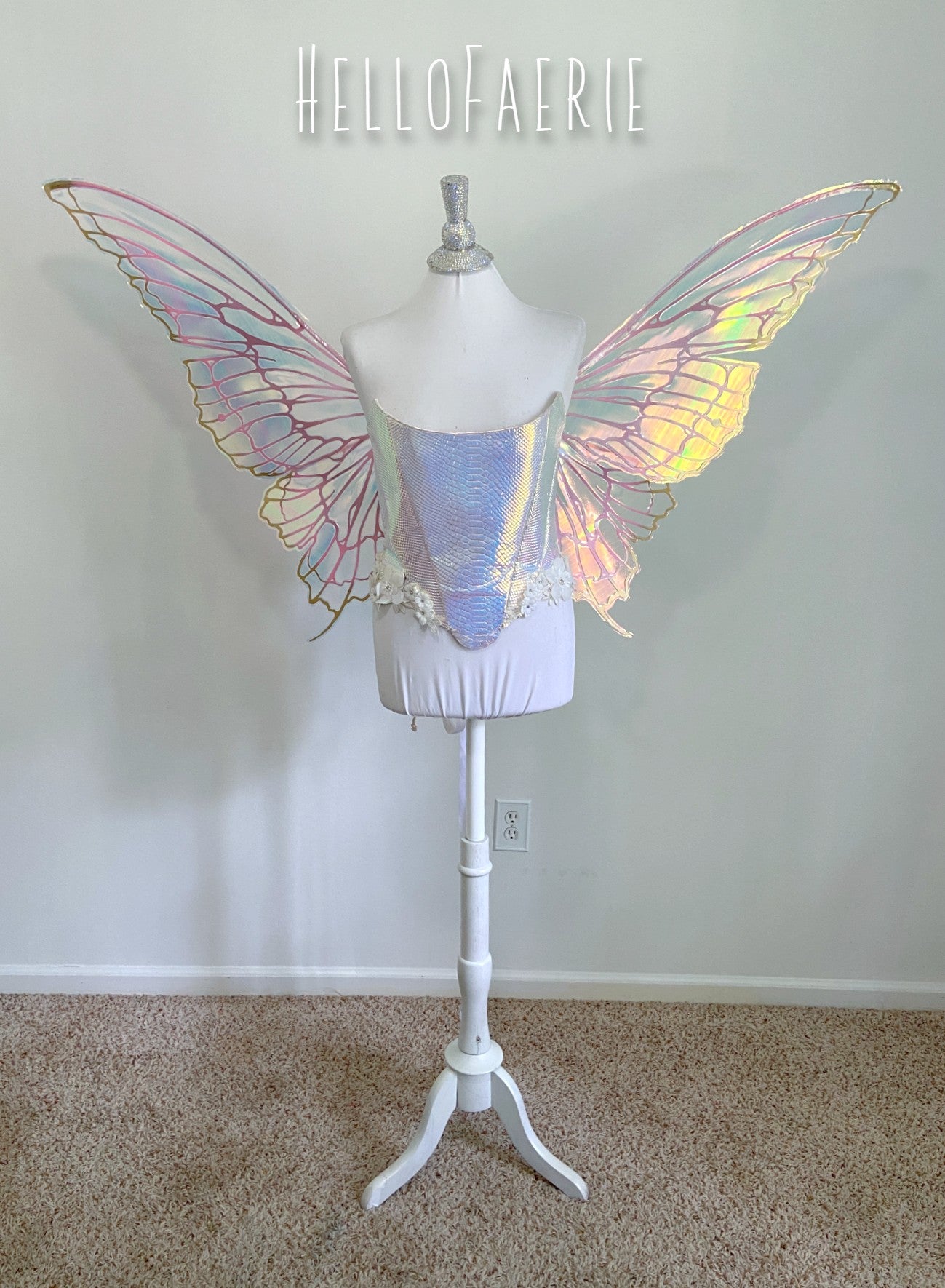 Giant Pink and Gold Stella Iridescent Fairy Wings