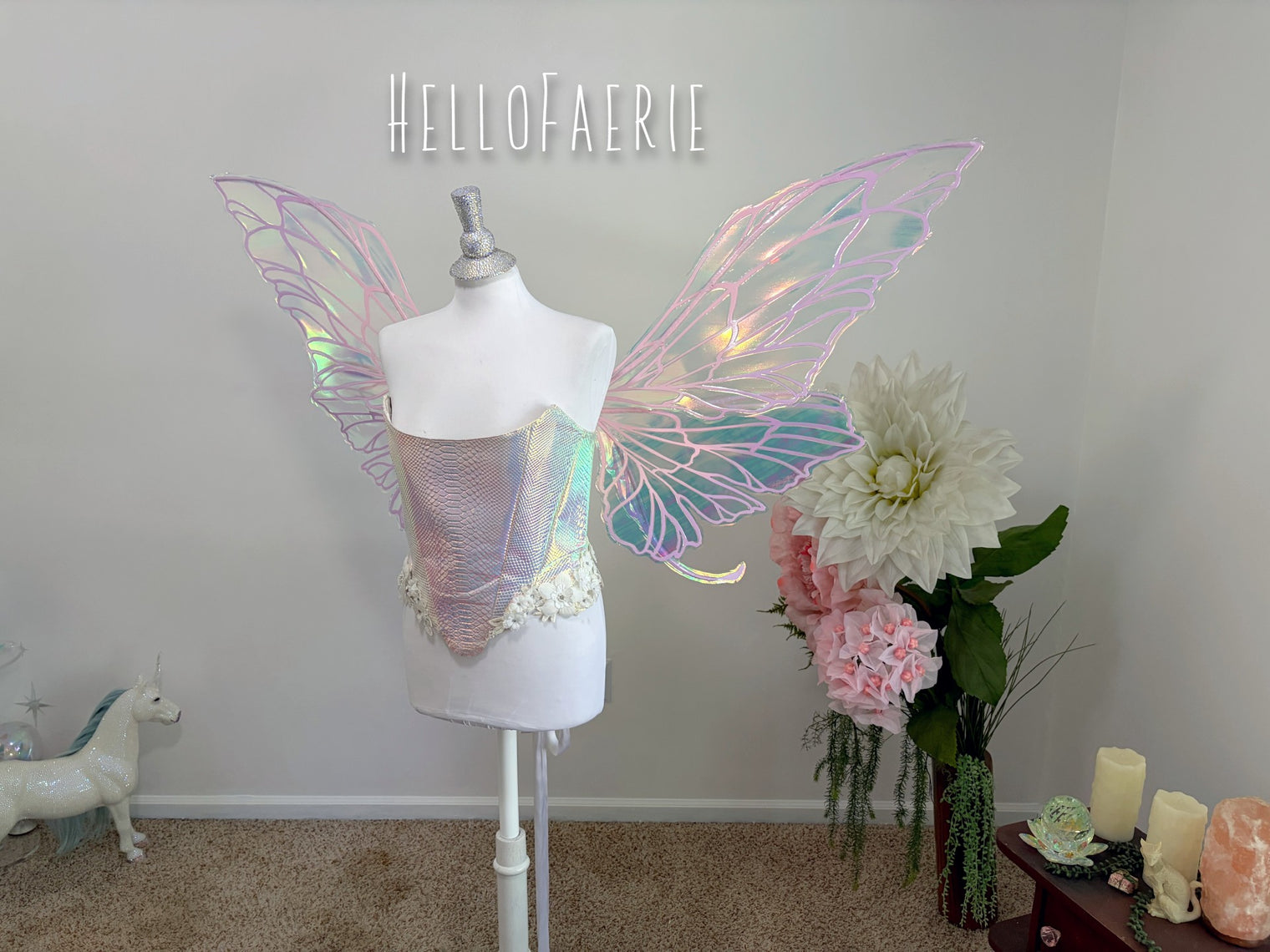NEW Lilac and Pink Giant Helena Iridescent Fairy Wings