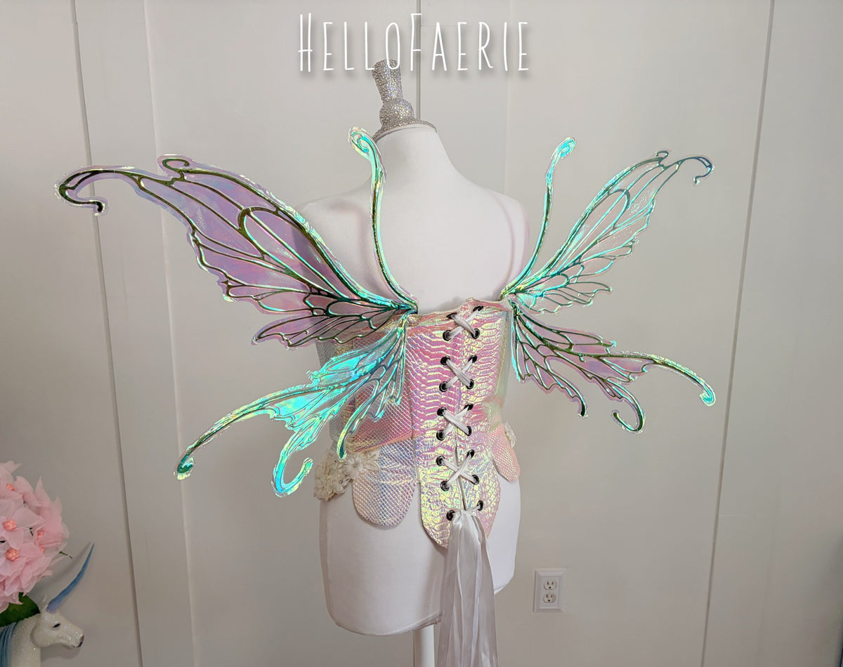 Ombre Green Medium Midsummer Iridescent Fairy Wings