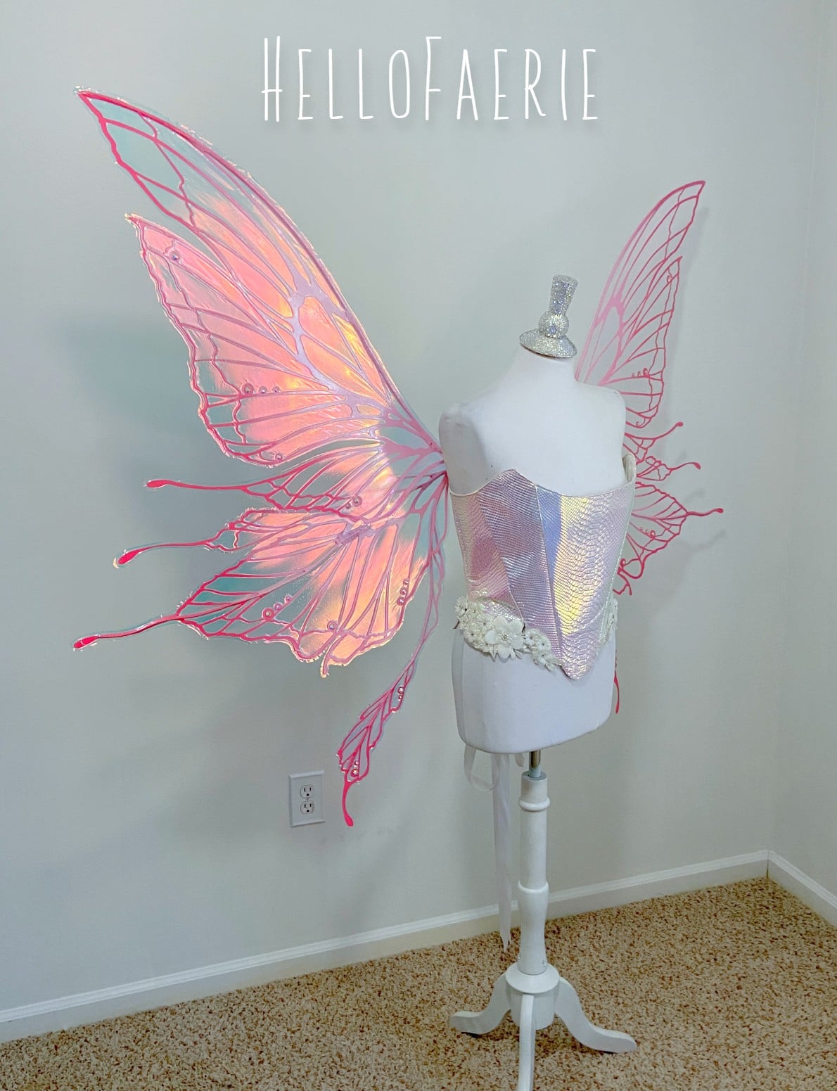 PRE ORDER Pink Monster size Crystal Rhinestone Joy Iridescent Fairy Wings
