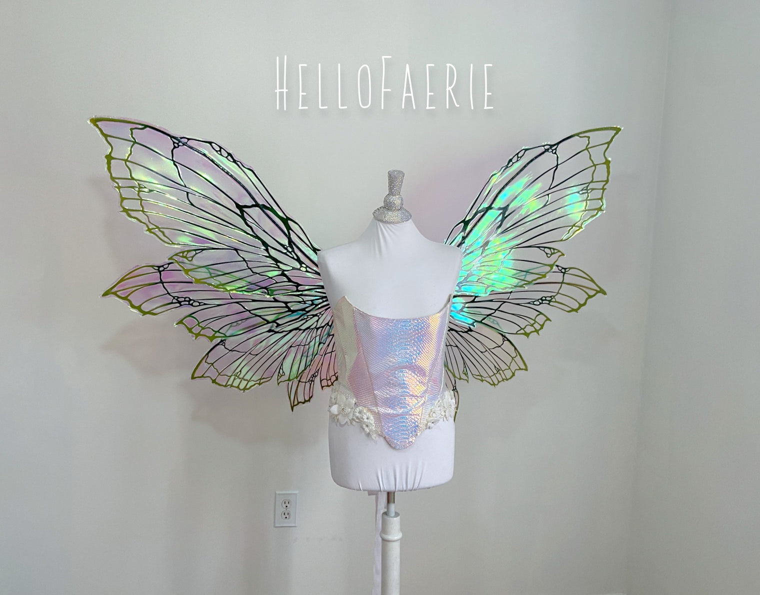 PRE ORDER Monster size Green Double set Peri Iridescent Fairy Wings