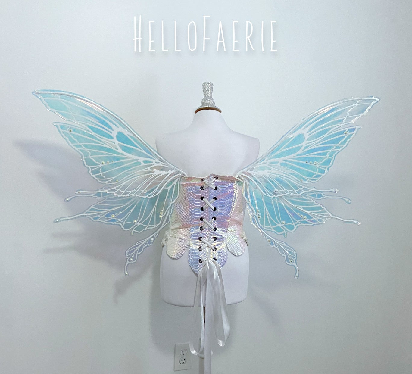 RESERVED Large Crystal Rhinestone Joy Iridescent Fairy Wings and rush fee