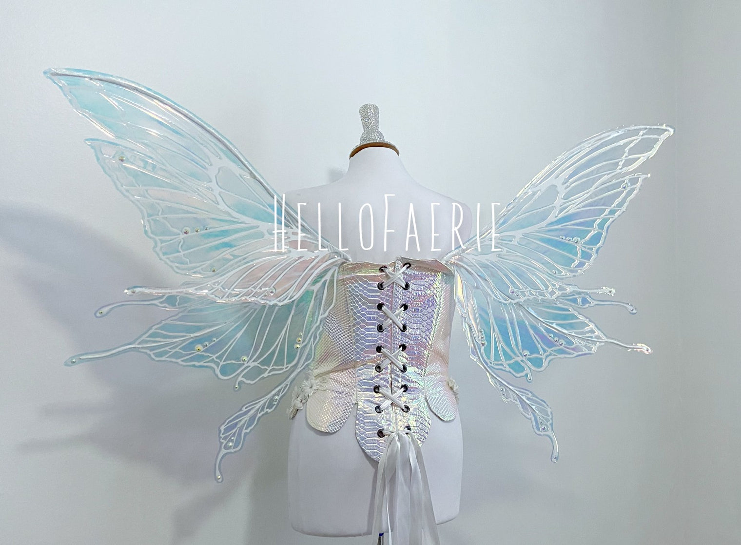 RESERVED Large Crystal Rhinestone Joy Iridescent Fairy Wings and rush fee