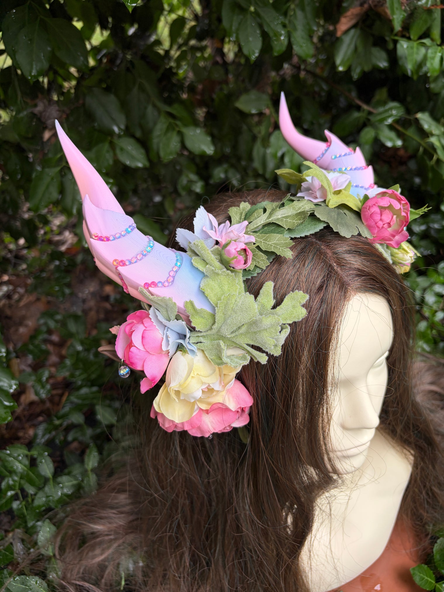 Pink candy color  Headpiece with horns and ears