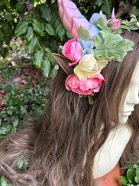 Pink candy color  Headpiece with horns and ears