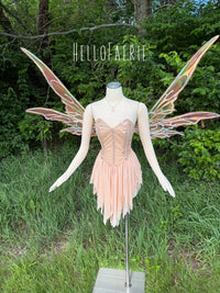 Peach Fizz sheer crystal butterfly Fairy Gown AS IS