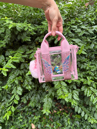 Pink Rhinestone Clear Fairy Purse