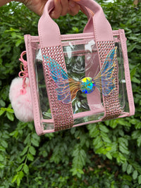 Pink Rhinestone Clear Fairy Purse