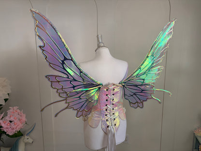 Celestial gold and Blue Large size Butterfly iridescent fairy wings