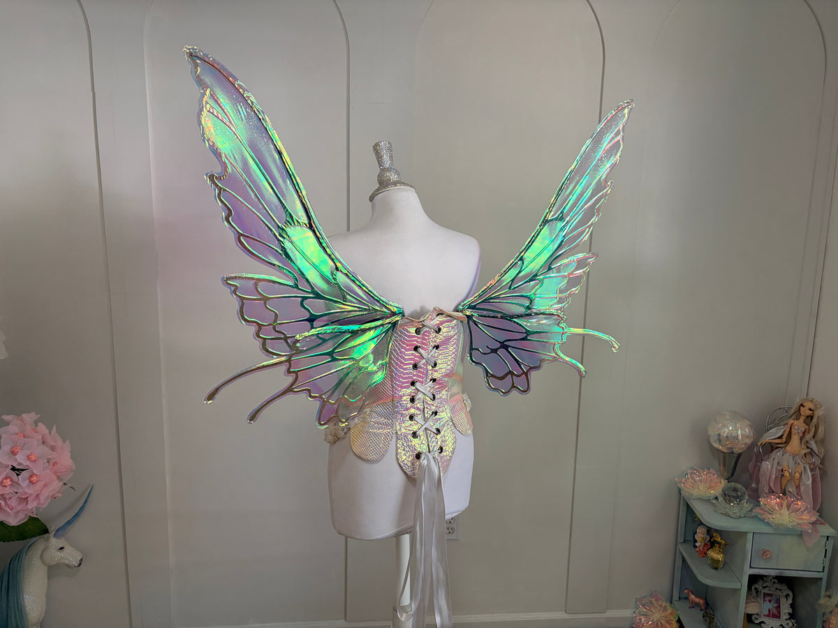 Celestial gold and Blue Large size Butterfly iridescent fairy wings