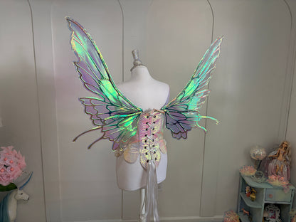 Celestial gold and Blue Large size Butterfly iridescent fairy wings