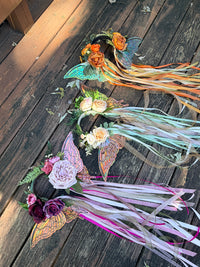 Autumn Orange Storybook Style Mushroom Floral Headpiece with Swarovski crystals and iridescent wings