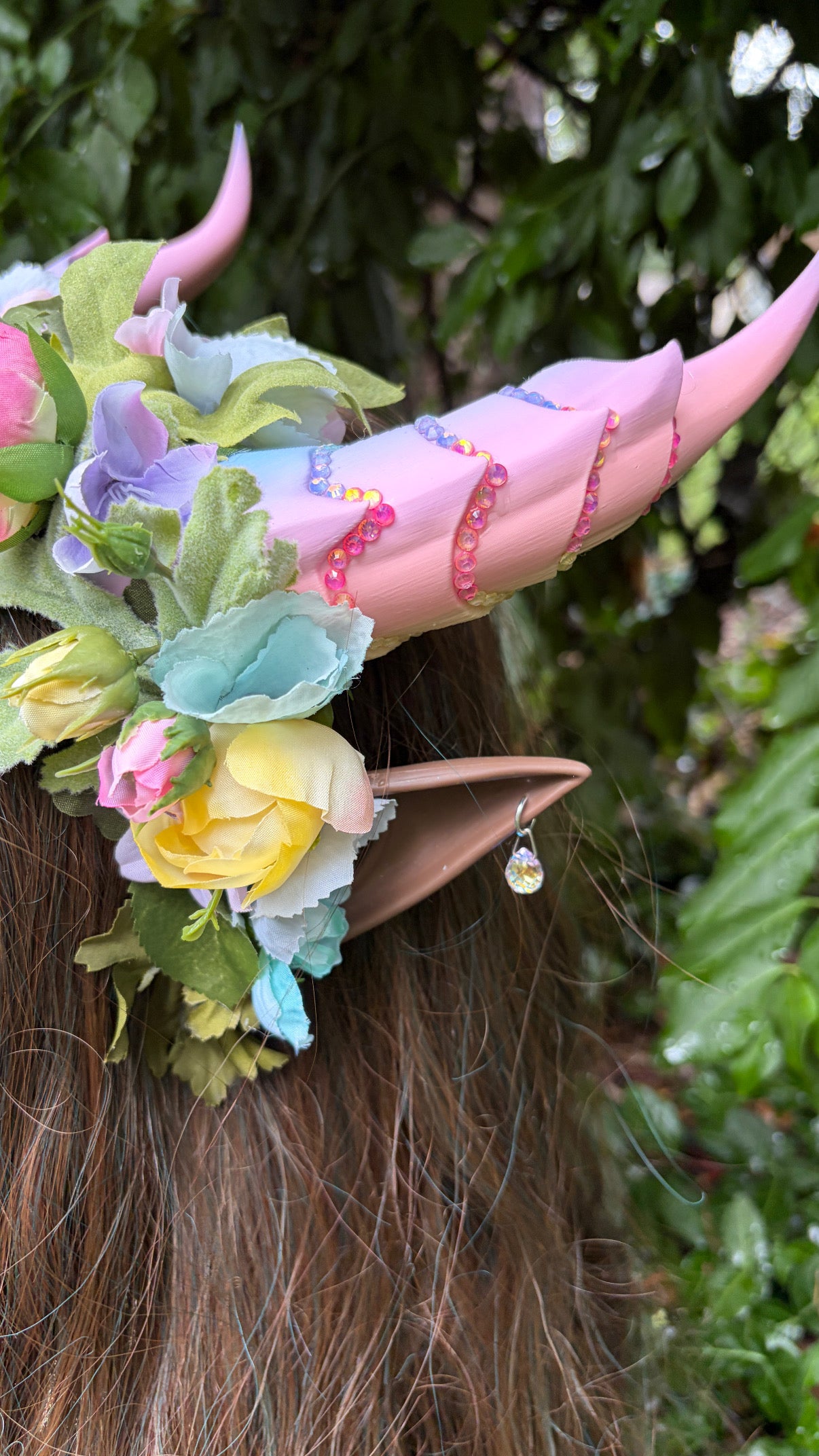 Pink candy color  Headpiece with horns and ears