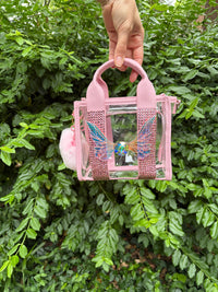 Pink Rhinestone Clear Fairy Purse