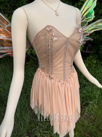 Peach Fizz sheer crystal butterfly Fairy Gown AS IS
