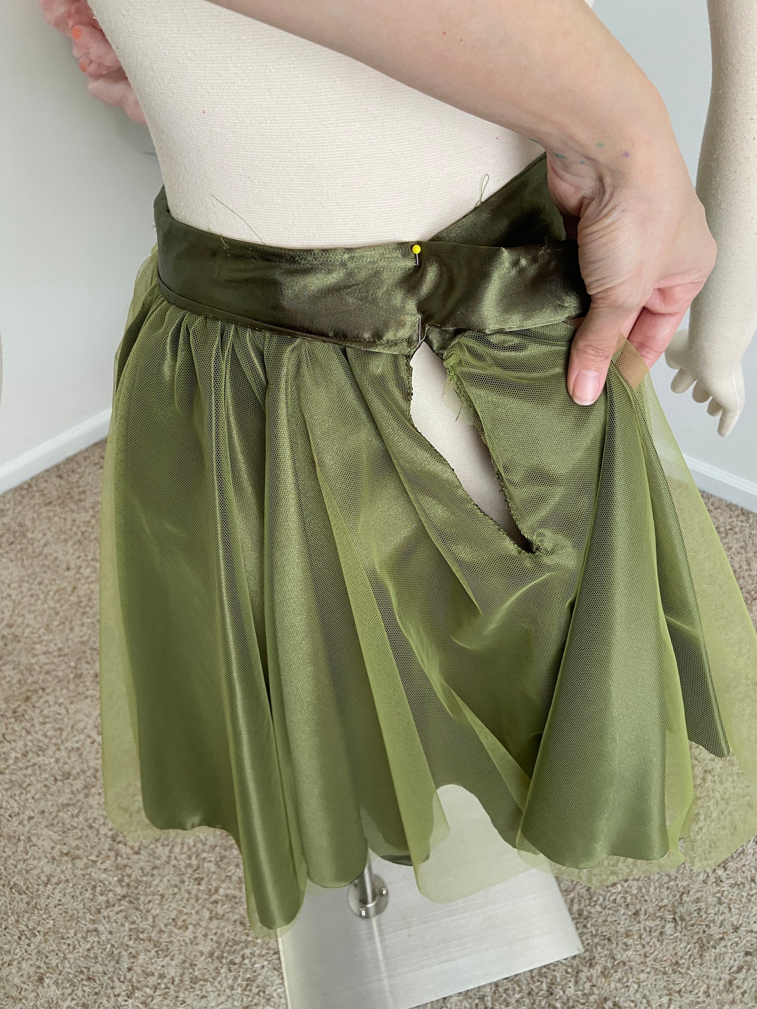 Sample Sale ~Green Tulle and Satin Skirt UNFINISHED