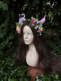 Pink candy color  Headpiece with horns and ears