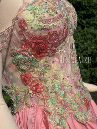 Sweet Pea hand dyed beaded Lace Fairy Gown AS IS